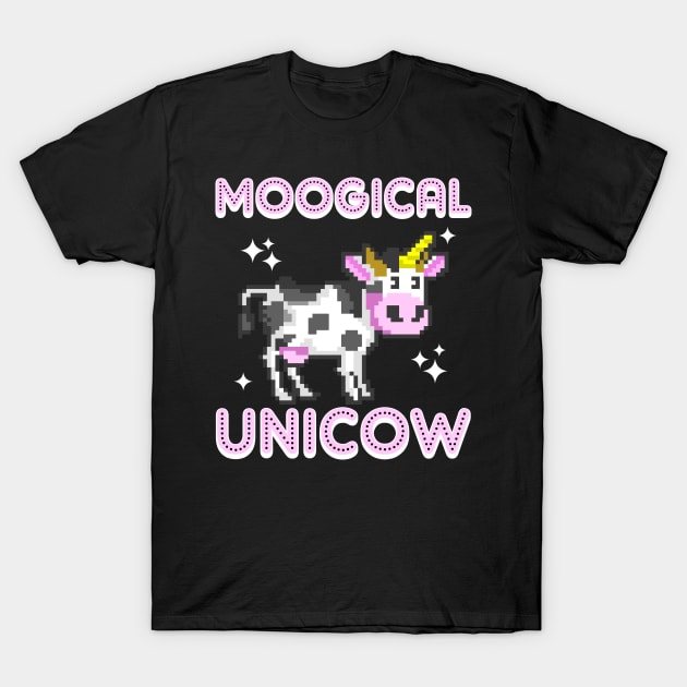 8-Bit Moogical Unicow Cute Magical Unicorn Cow T-Shirt by theperfectpresents
